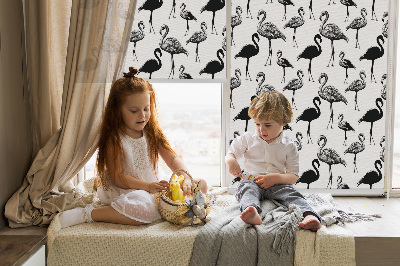 Daylight roller blind Black flamingos