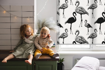 Daylight roller blind Black flamingos