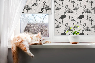 Daylight roller blind Black flamingos