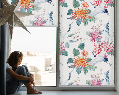 Daylight roller blind Heron and flower