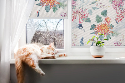 Daylight roller blind Heron and flower