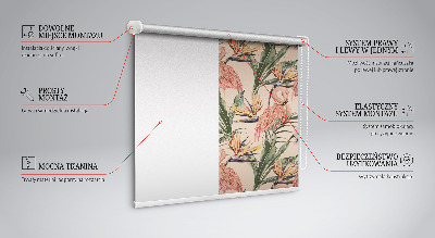 Roller blind for window Flamingos and flowers