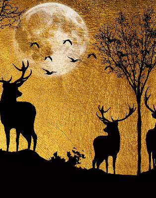 Roller blind Deer at night