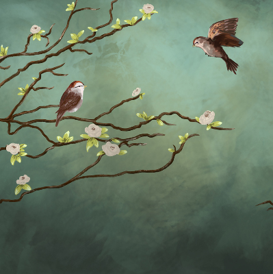 Roller blind Birds on the branch