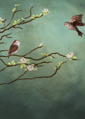 Roller blind Birds on the branch