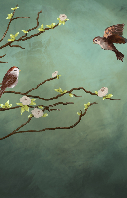 Roller blind Birds on the branch