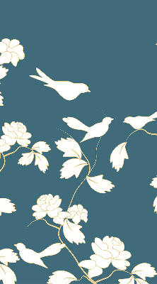 Window blind White birds on white flowers