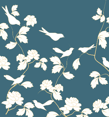 Window blind White birds on white flowers