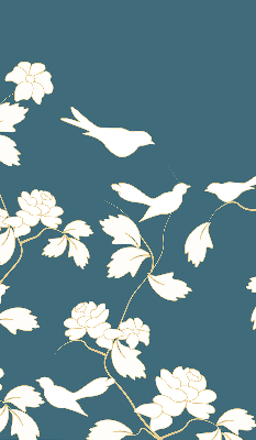 Window blind White birds on white flowers