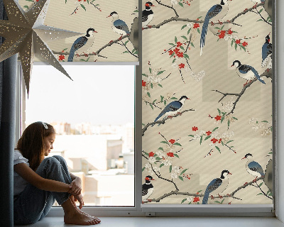 Roller blind for window Birds on a tree