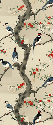 Roller blind for window Birds on a tree