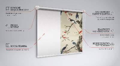 Roller blind for window Birds on a tree