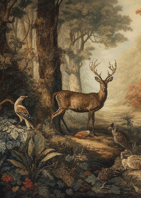 Roller blind for window Animals in the forest