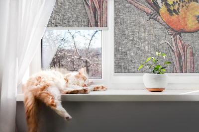 Window blind Bird on a branch