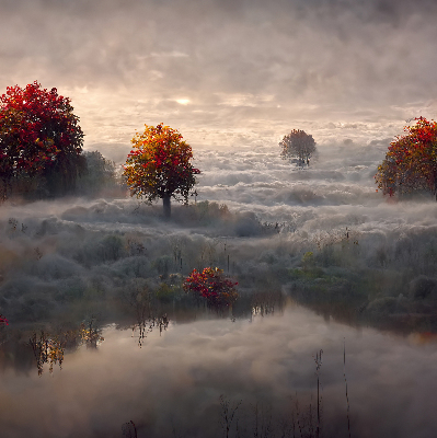 Roller blind for window Trees in the fog