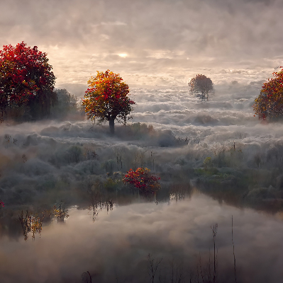 Roller blind for window Trees in the fog