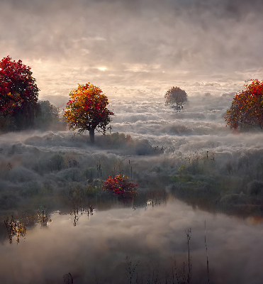 Roller blind for window Trees in the fog