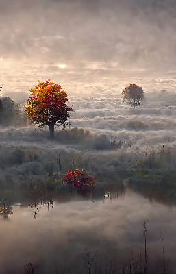 Roller blind for window Trees in the fog