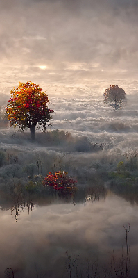 Roller blind for window Trees in the fog