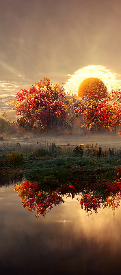 Roller blind for window Sunset behind the trees