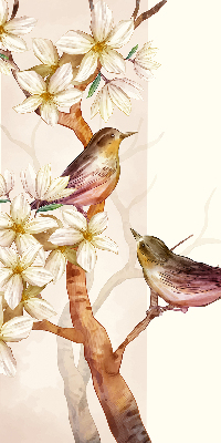 Daylight roller blind Birds on a tree with flowers