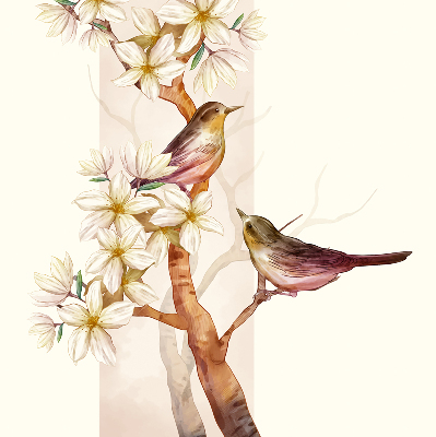 Daylight roller blind Birds on a tree with flowers