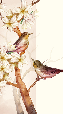 Daylight roller blind Birds on a tree with flowers