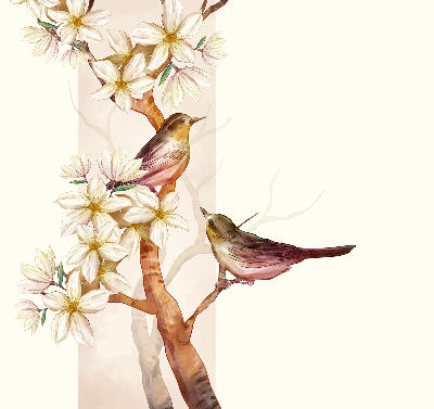 Daylight roller blind Birds on a tree with flowers