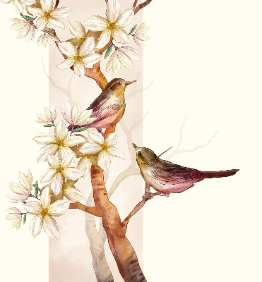 Daylight roller blind Birds on a tree with flowers