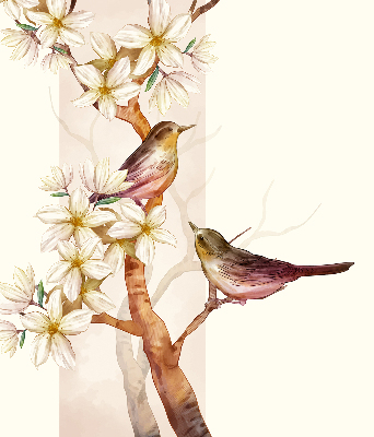 Daylight roller blind Birds on a tree with flowers