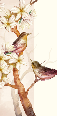 Daylight roller blind Birds on a tree with flowers