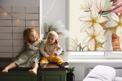 Daylight roller blind Birds on a tree with flowers