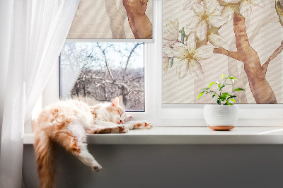 Daylight roller blind Birds on a tree with flowers