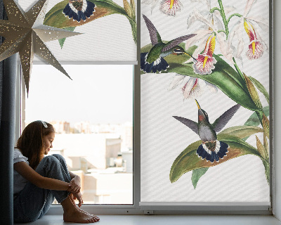 Window blind Birds on a flower