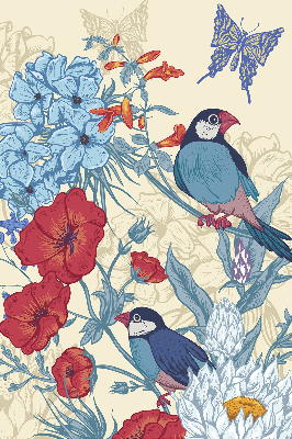 Roller blind Birds among flowers