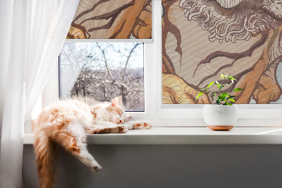 Roller blind for window Tiger in flowers