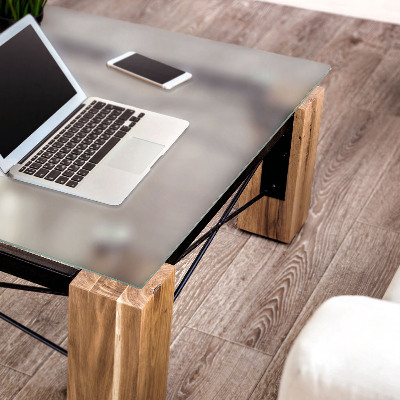 Glass square table with semi‑transparent top