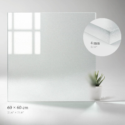 Glass square table with semi‑transparent top