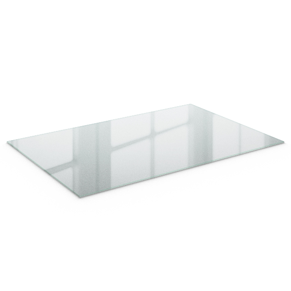 Glass top for coffee table in a rectangular shape with semi‑transparent finish