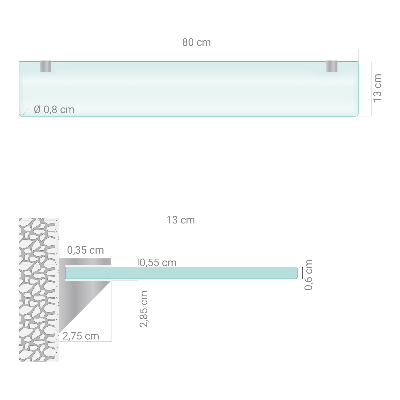 Tempered semi-transparent glass shelf for bathroom
