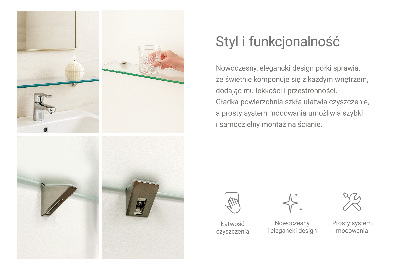 Tempered semi-transparent glass shelf for bathroom