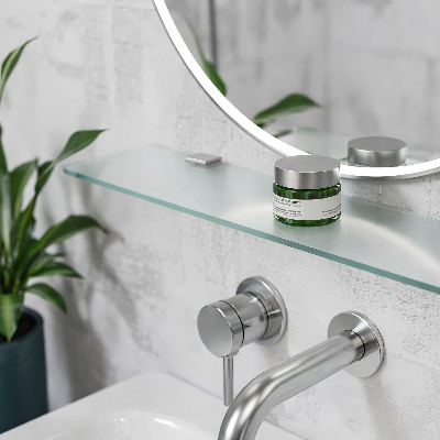 Tempered semi-transparent glass shelf for bathroom