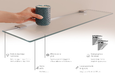 Tempered semi-transparent glass shelf for bathroom