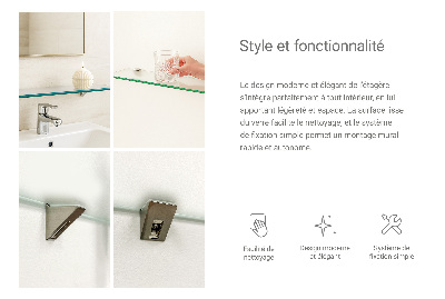 Tempered semi-transparent glass shelf for bathroom