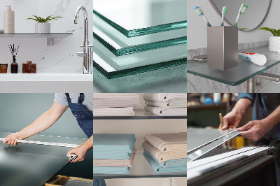 Tempered semi-transparent glass shelf for bathroom