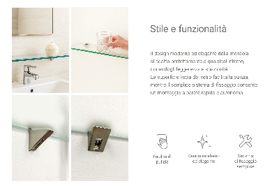 Tempered semi-transparent glass shelf for bathroom