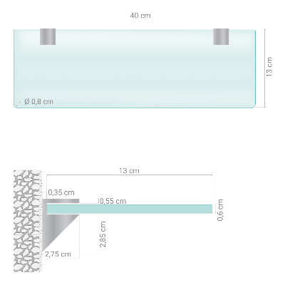 Tempered semi-transparent glass shelf for bathroom