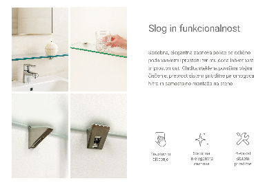 Tempered semi-transparent glass shelf for bathroom