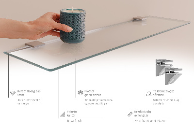 Tempered semi-transparent glass shelf for bathroom