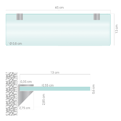 Tempered semi-transparent glass shelf for bathroom